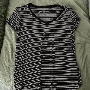 AEROPOSTALE - black and white striped “seriously soft perfect v neck” shirt